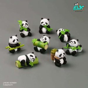 治愈桌面小摆件动物仿真可爱竹子熊猫动物模型公仔车载装饰